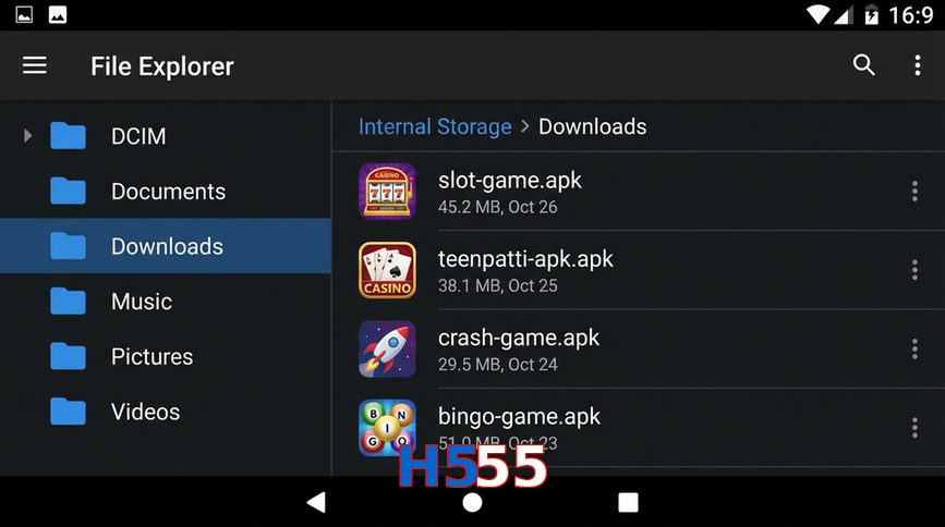 Main screen of H555 gameapk page for PK players